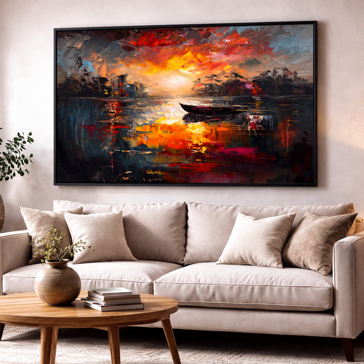 Abstract City Sunset Canvas