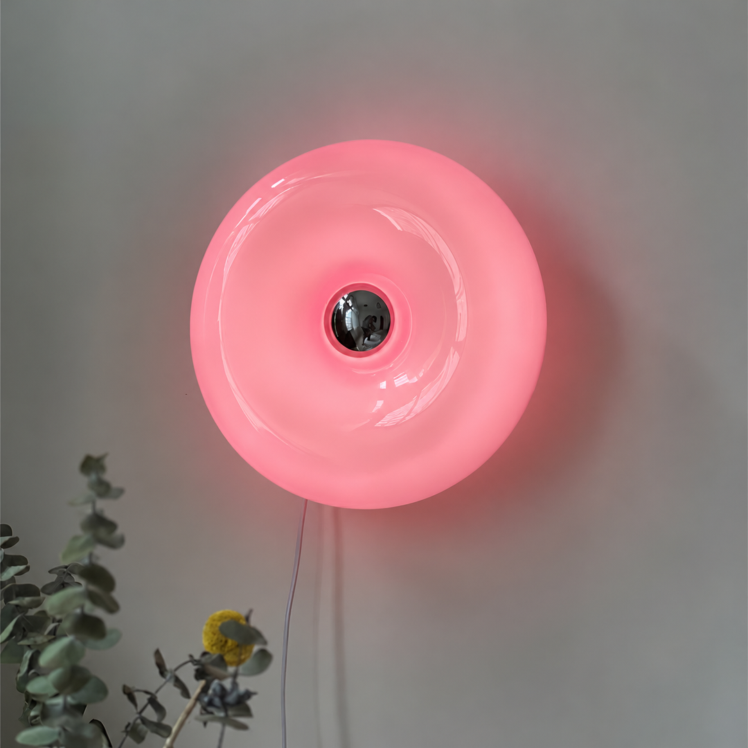 Orange Pink & white Sculptural Round Wall or table Light
