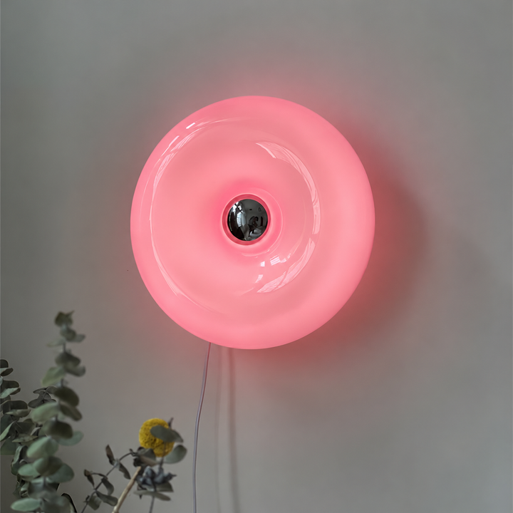 Orange Pink & white Sculptural Round Wall or table Light