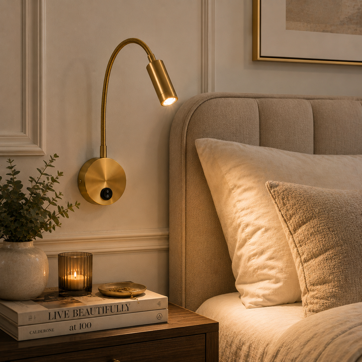 Modern Bedside Wall Light with a Flexible Arm (40 cm)