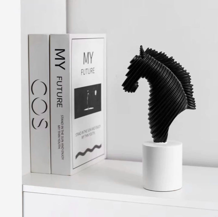 Black & White Modern Horse Head Sculptures