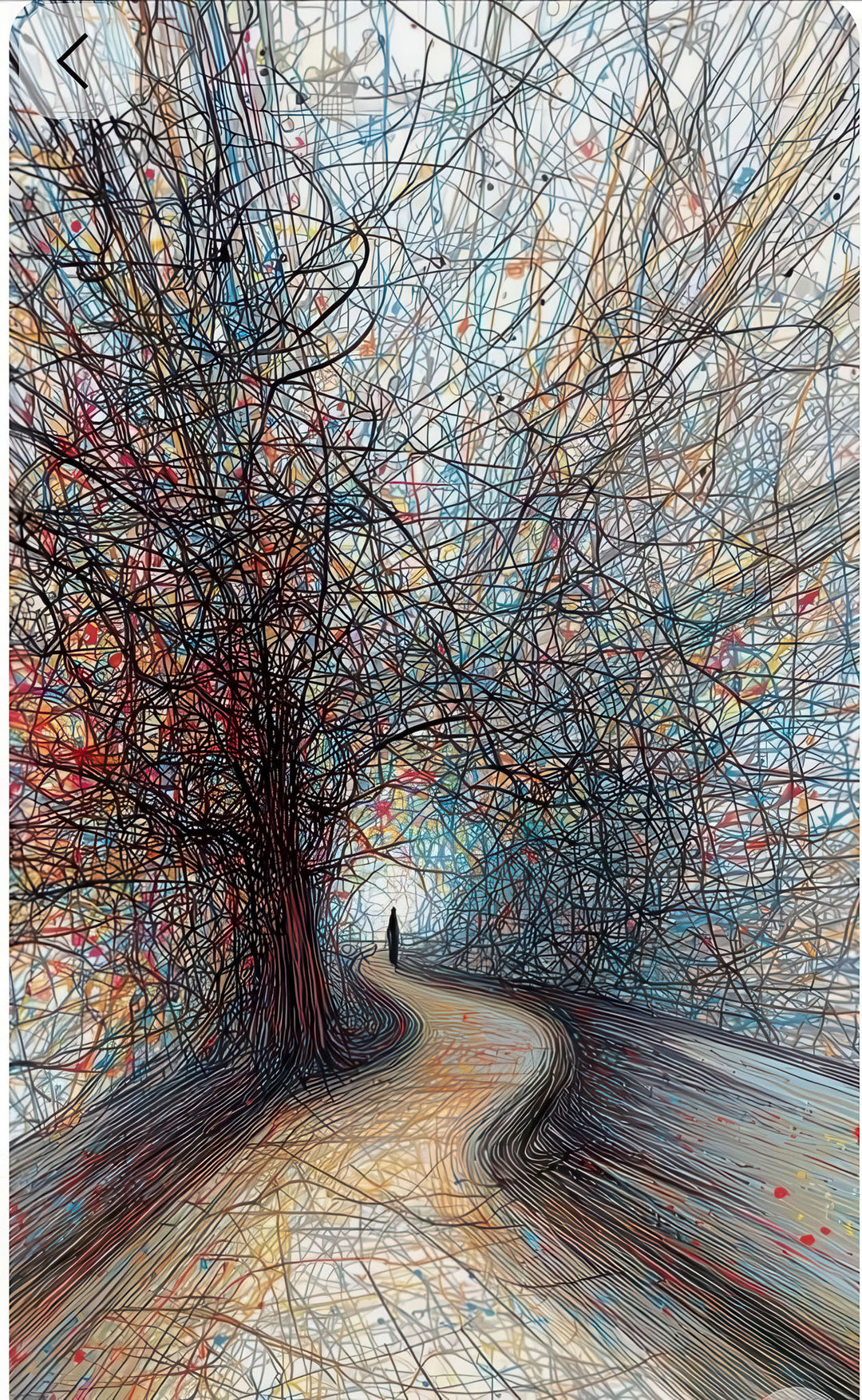 Abstract Journey Path canvas art with winding path and layered tree forms on premium material
