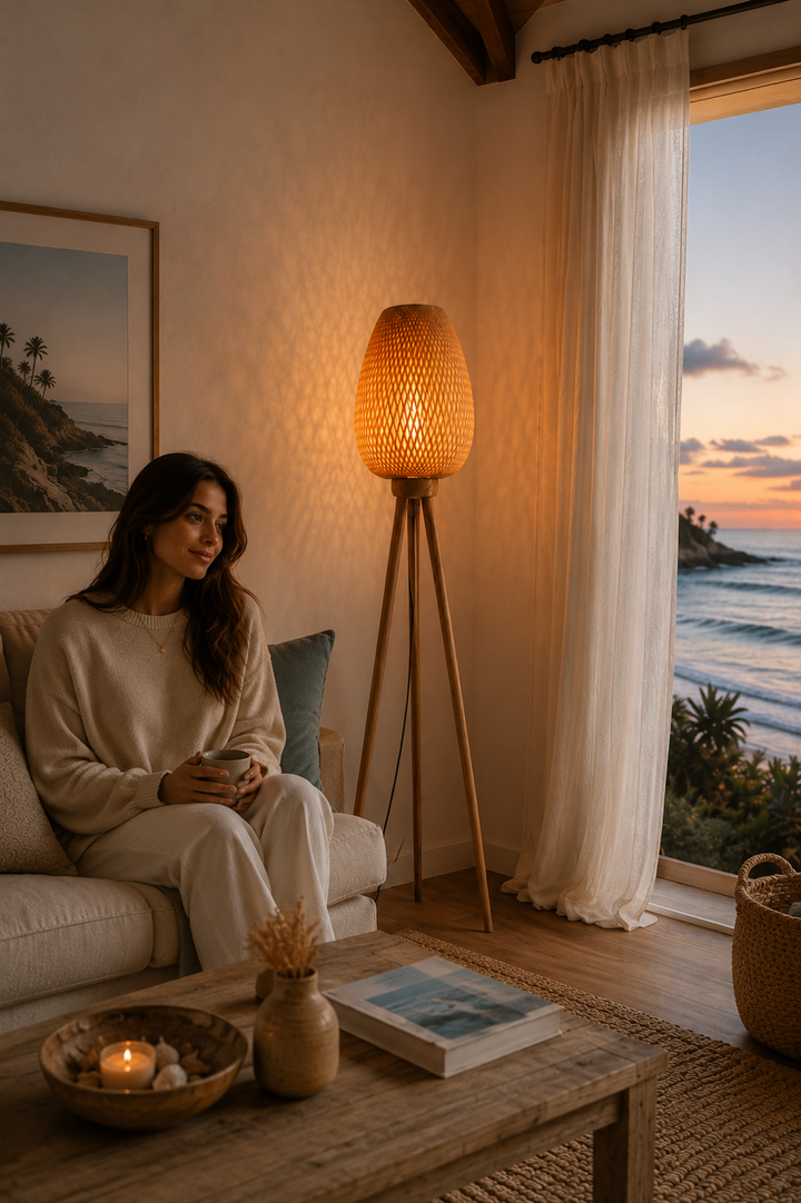 Nordic Tripod Bamboo Floor Lamp