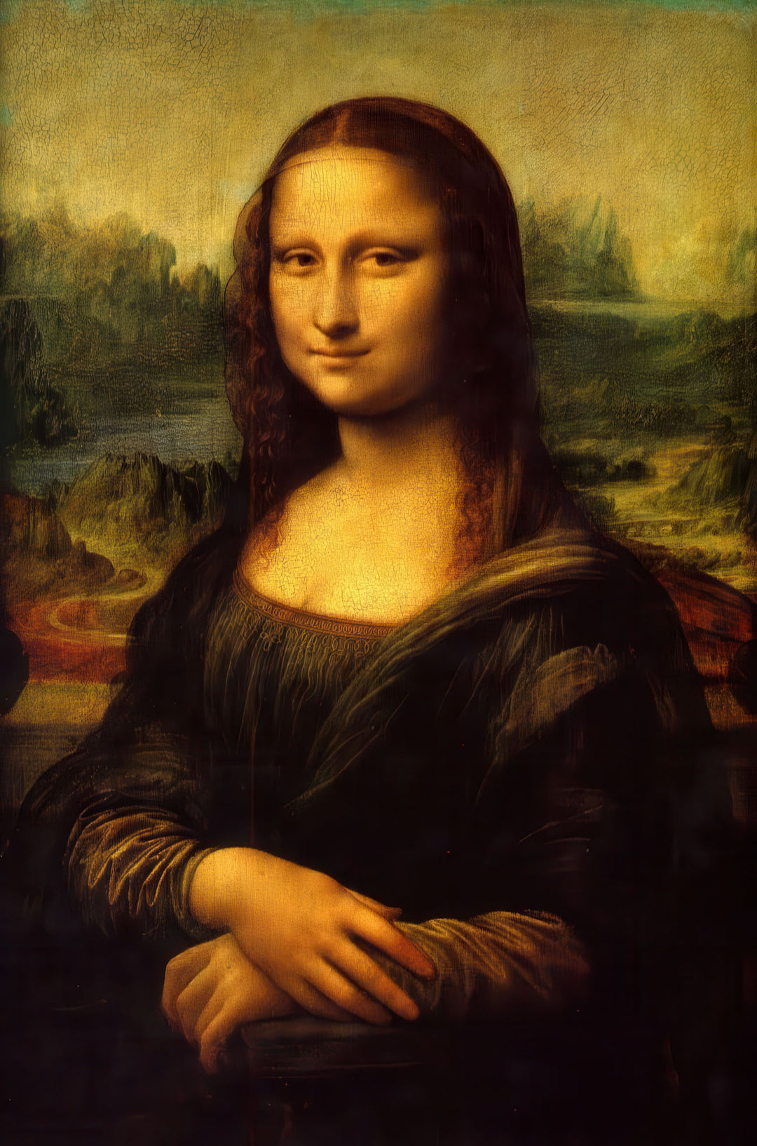 Mona Lisa classic canvas wall art with MDF frame and glass front panel showcasing iconic portrait on premium water-resistant canvas