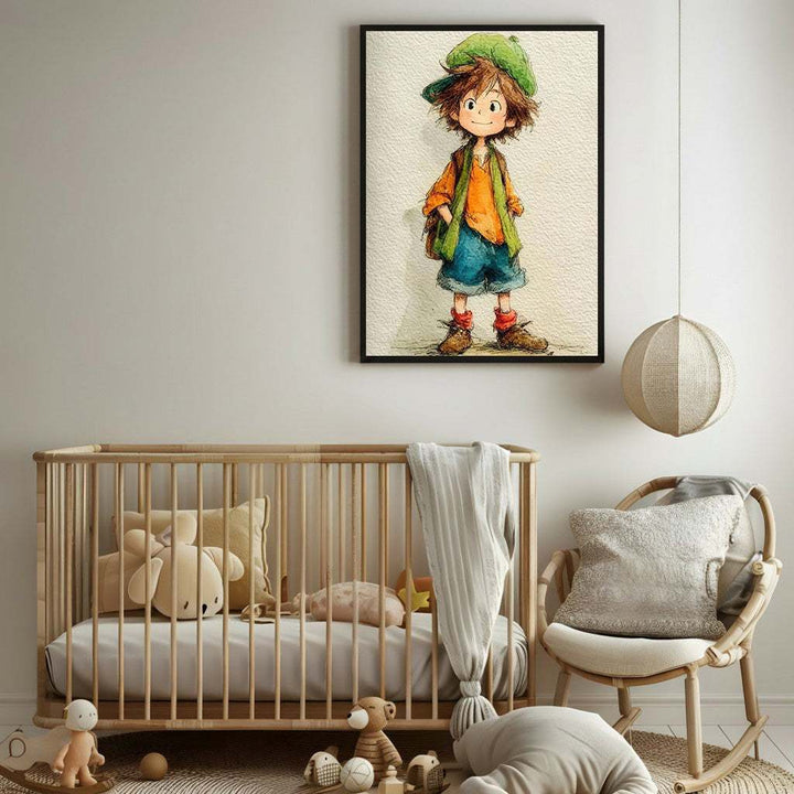Cute Little Explorer Boy Canvas Art
