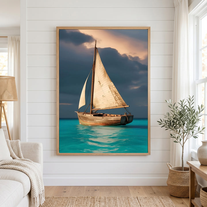 Serene Sailboat Ocean Canvas Wall Art