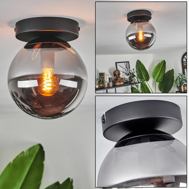 Modern Smoked Glass Globe Ceiling Light