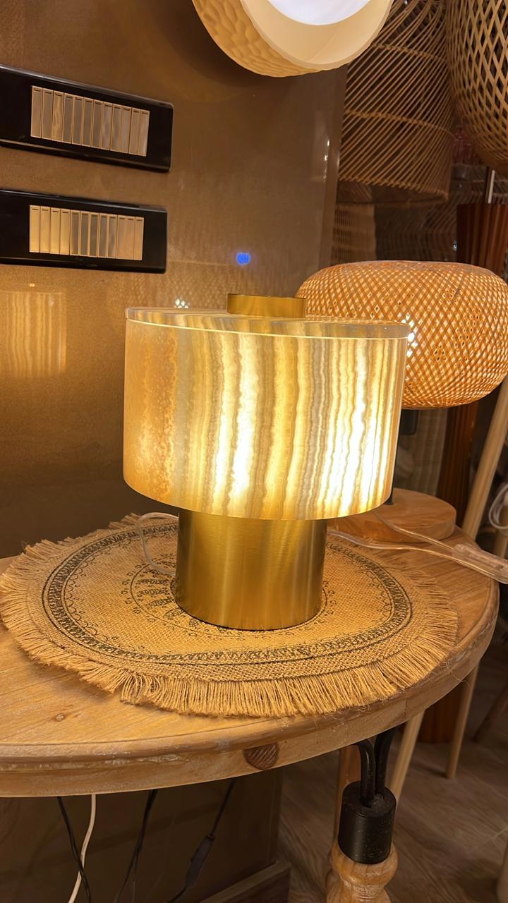 Alabaster and Gold Table Lamp