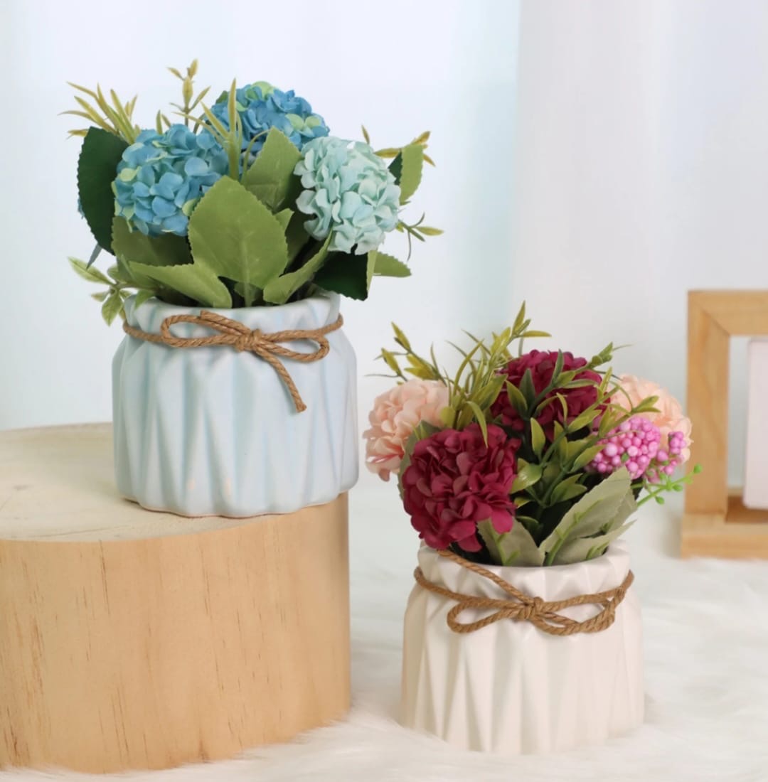 Artificial Hydrangea Plant in Ceramic Pot