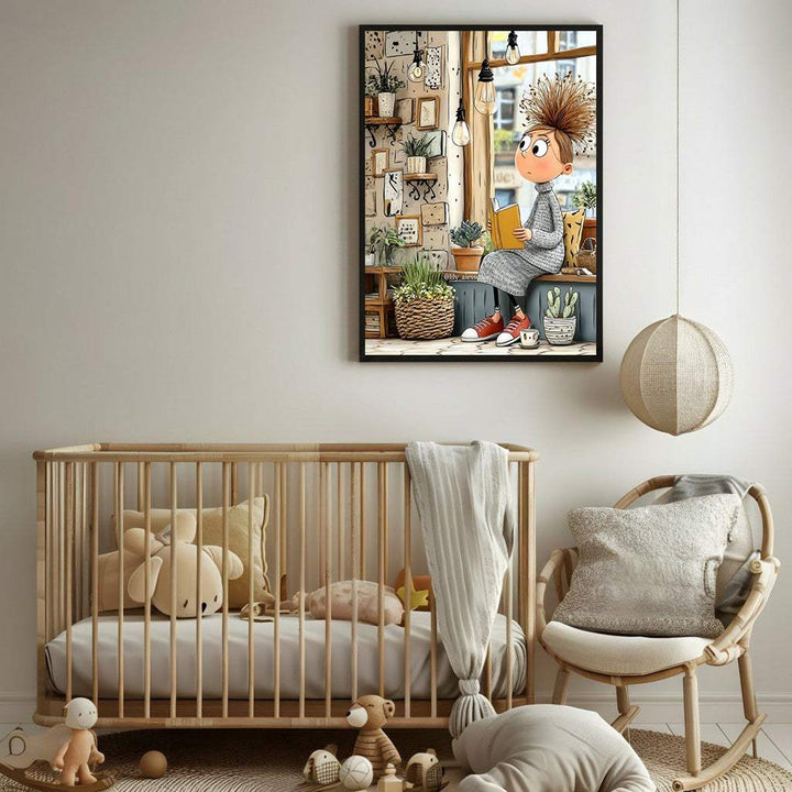 Whimsical Girl Reading Canvas Art