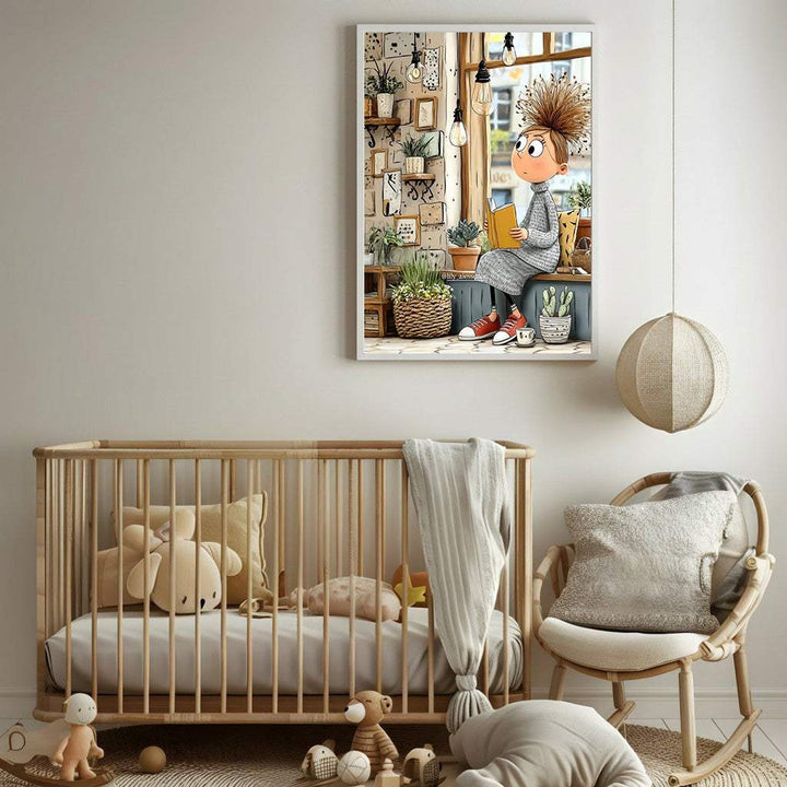 Whimsical Girl Reading Canvas Art