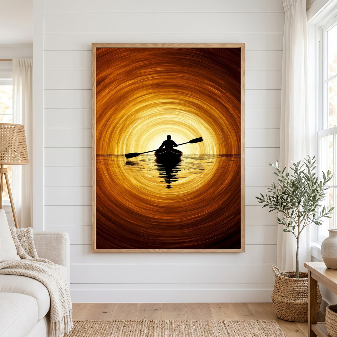 Golden Journey Canoe Canvas Art