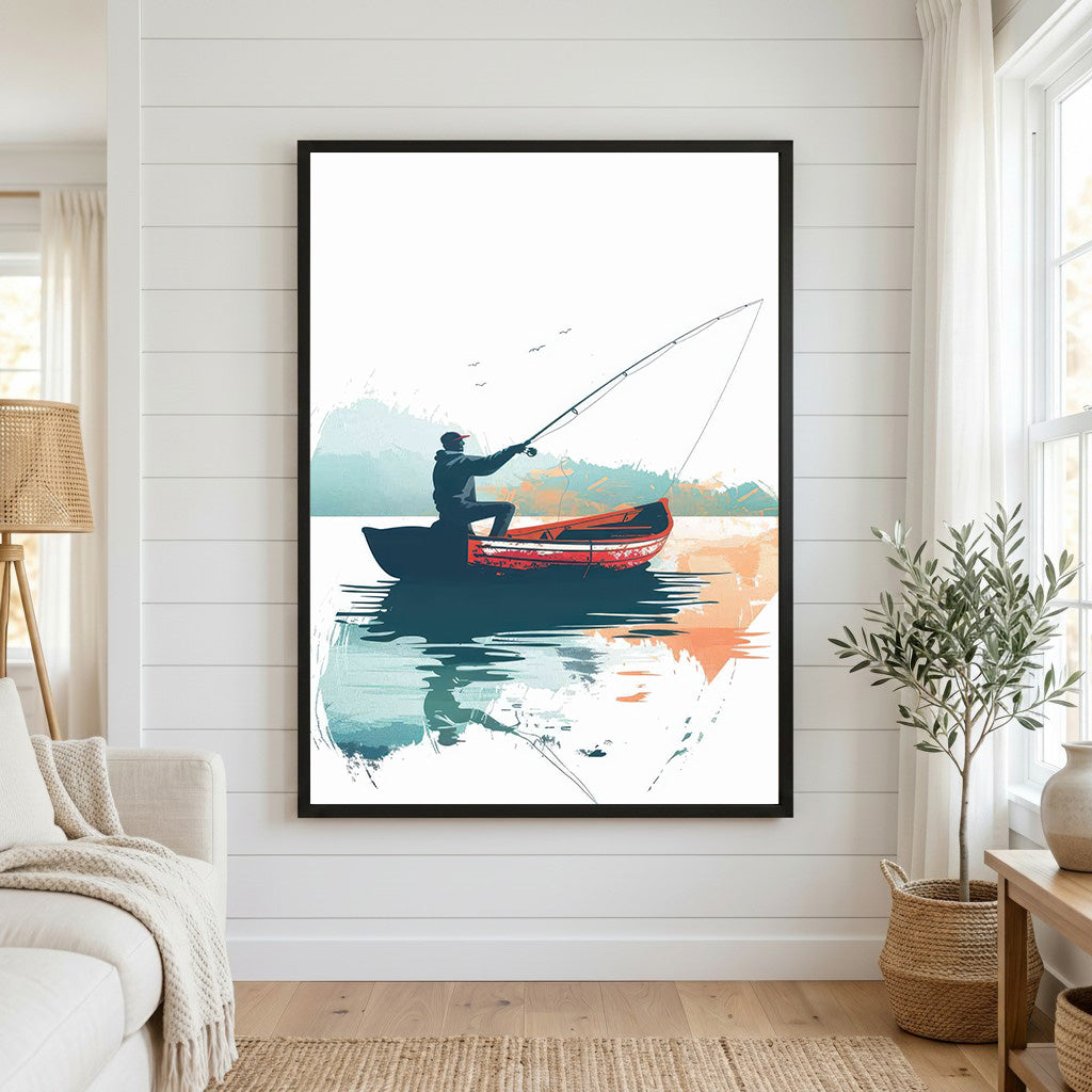 Minimalist Fisherman Boat Canvas Art