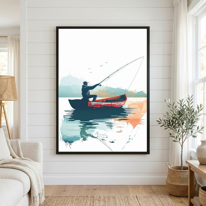 Minimalist Fisherman Boat Canvas Art