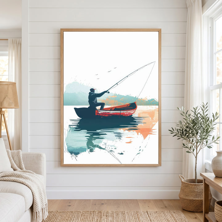 Minimalist Fisherman Boat Canvas Art