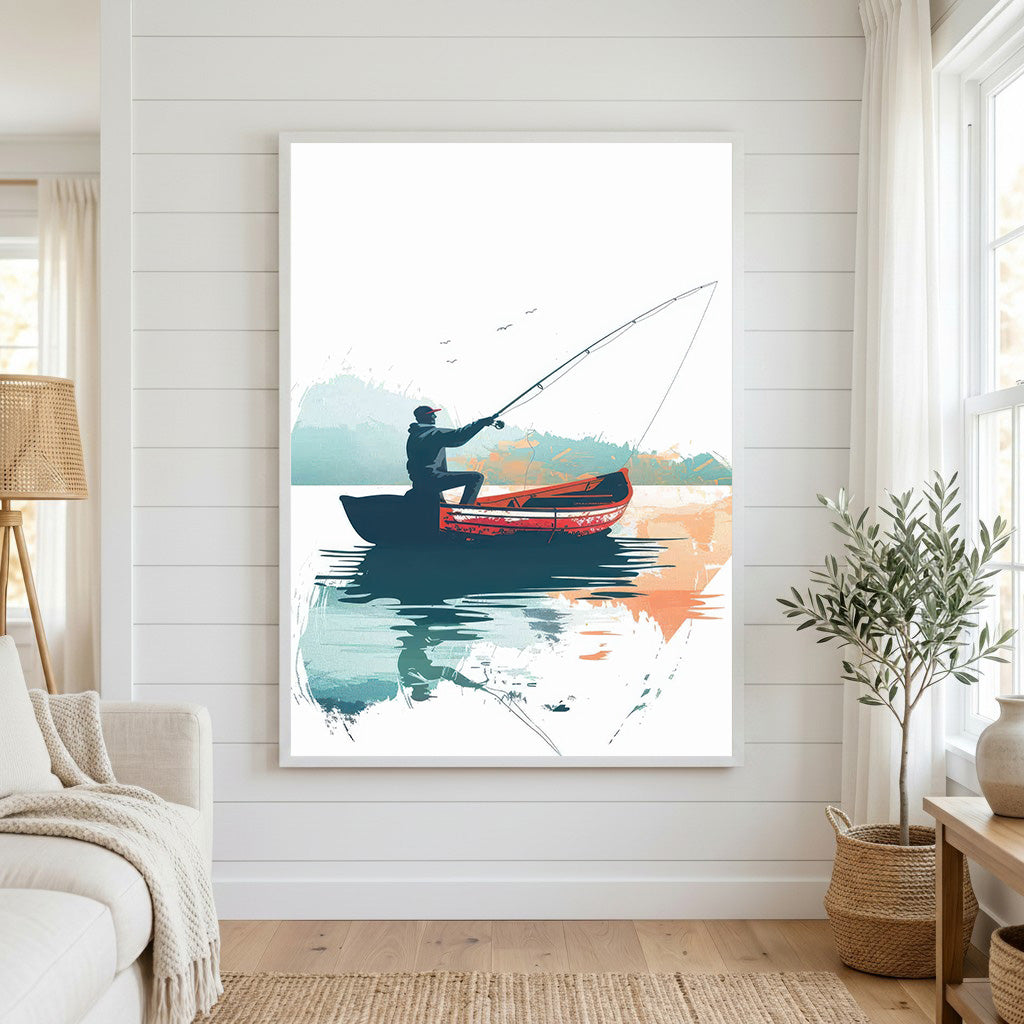 Minimalist Fisherman Boat Canvas Art
