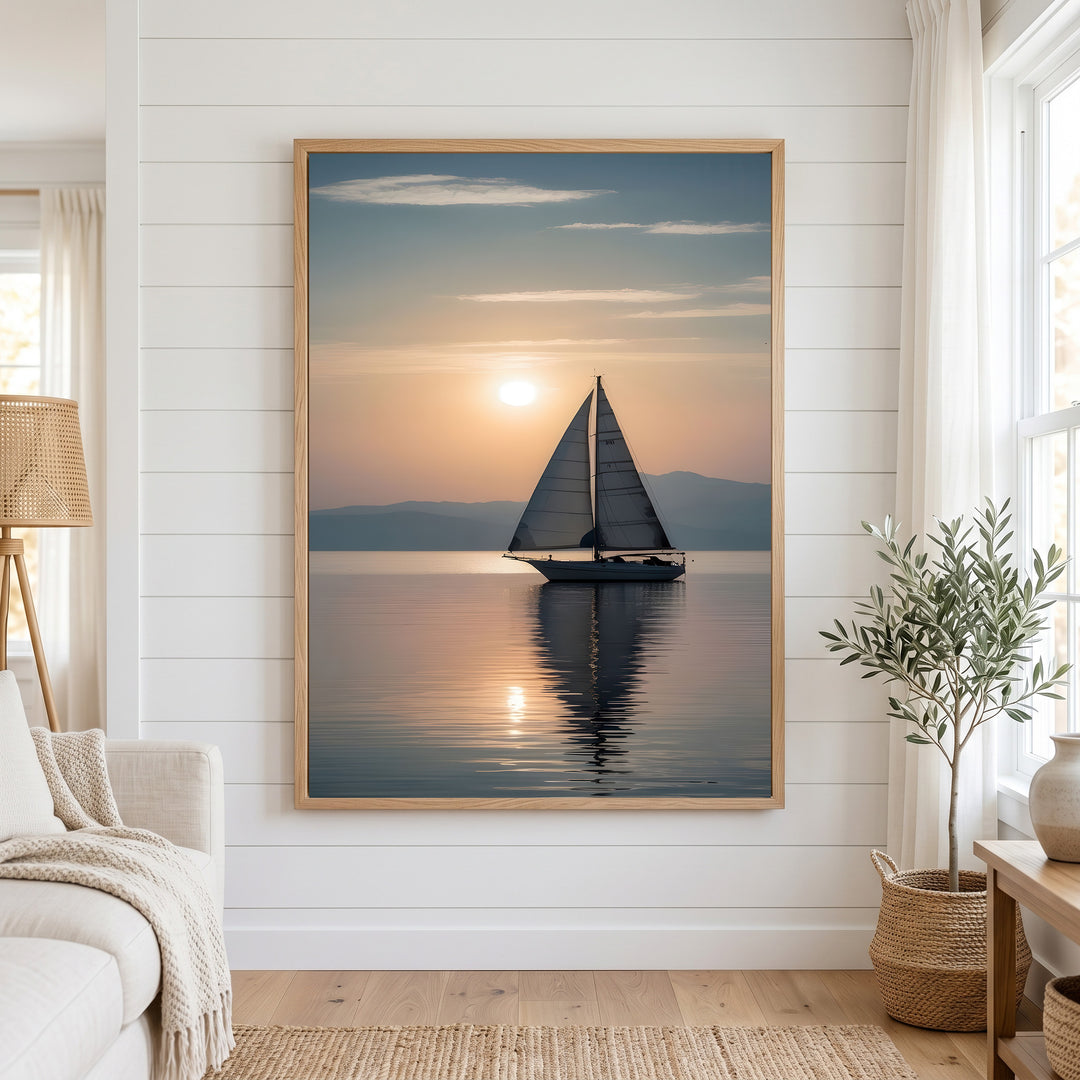Serene Sailboat Sunset Canvas