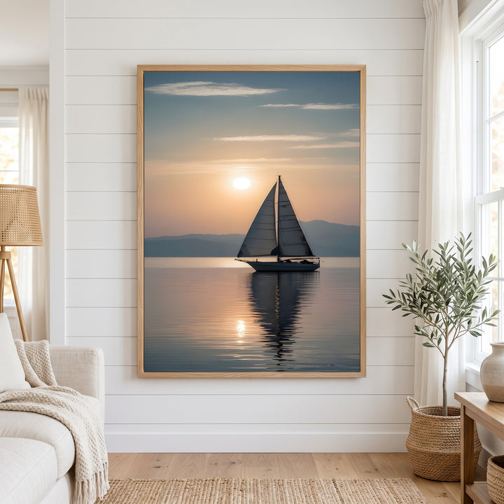 Serene Sailboat Sunset Canvas