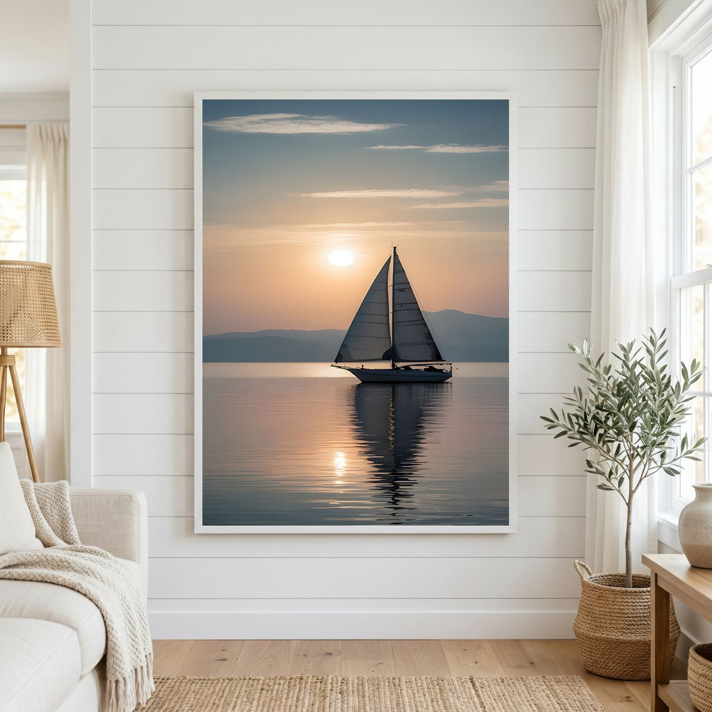 Serene Sailboat Sunset Canvas