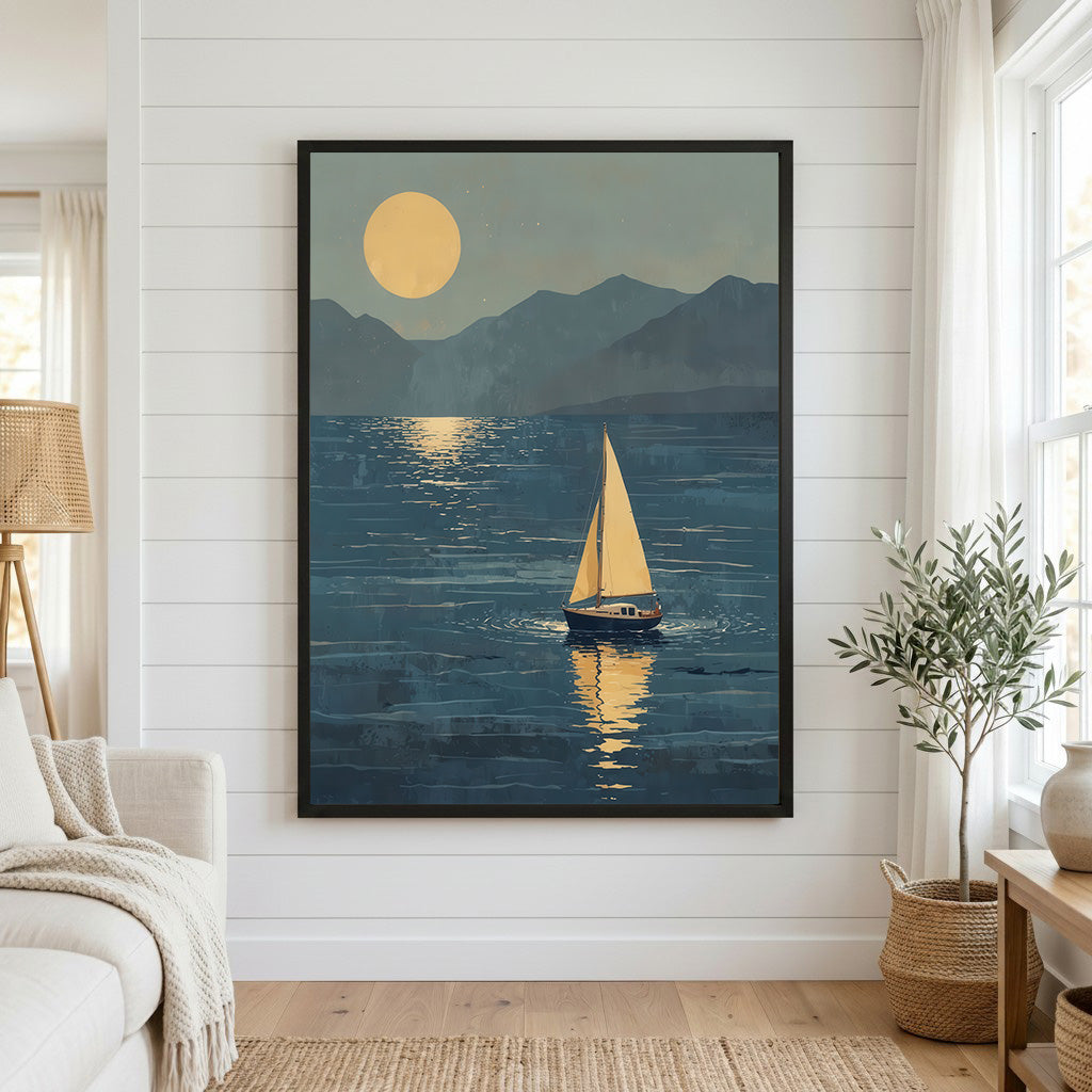 Moonlit Sailboat Serenity Canvas