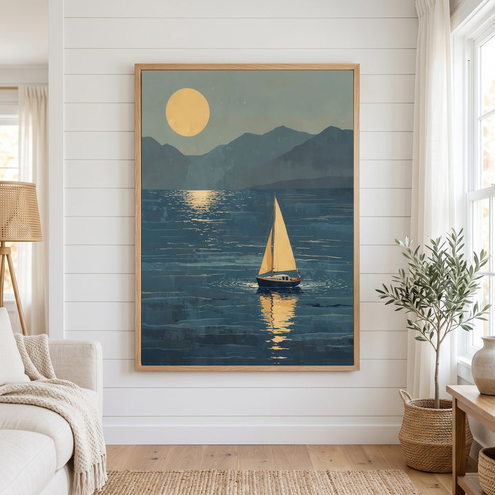Moonlit Sailboat Serenity Canvas
