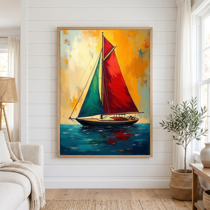 Colorful Sailboat Abstract Canvas