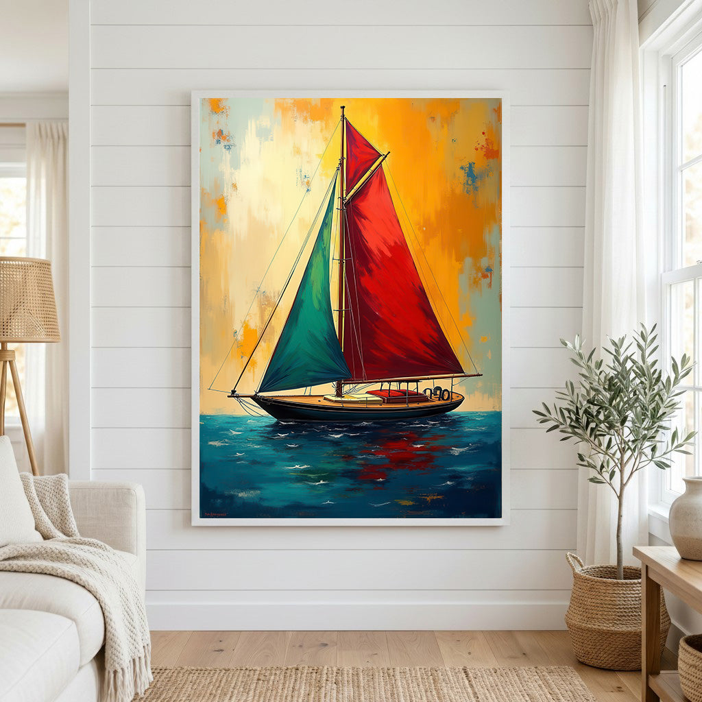Colorful Sailboat Abstract Canvas