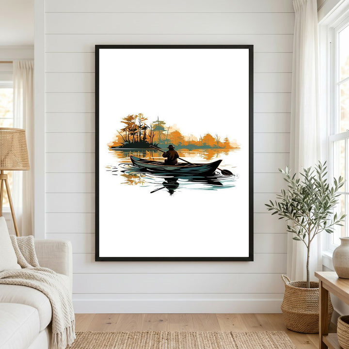 Minimalist Rowboat Reflection Canvas