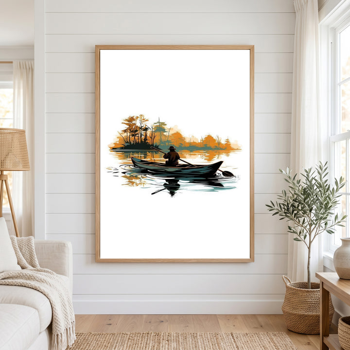 Minimalist Rowboat Reflection Canvas