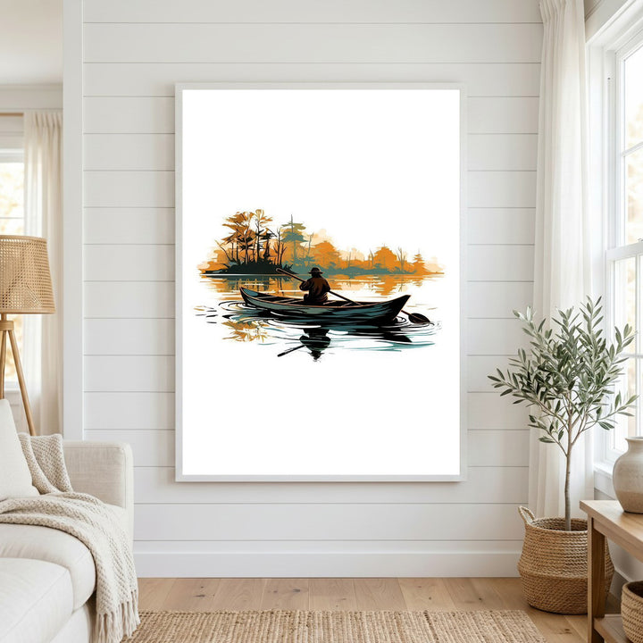 Minimalist Rowboat Reflection Canvas