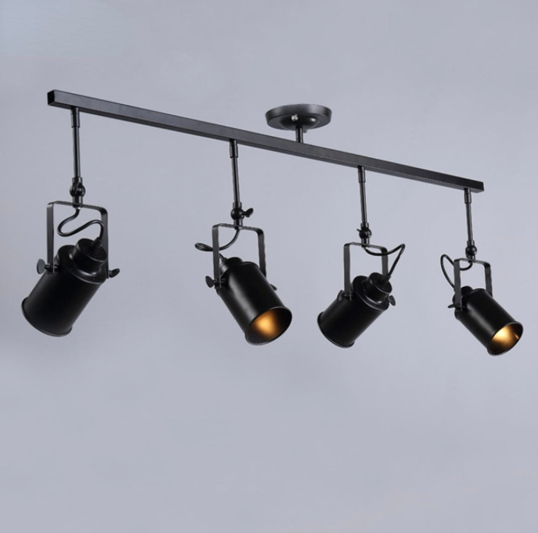 Industrial Track Lighting with Adjustable Spotlights