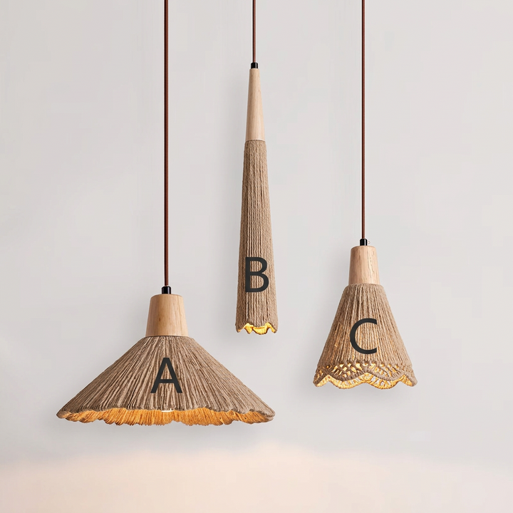 Textured Fringe Pendant Light Trio