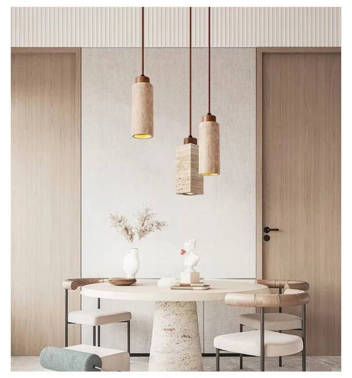 Modern Pendant Light with Natural Stone Shades