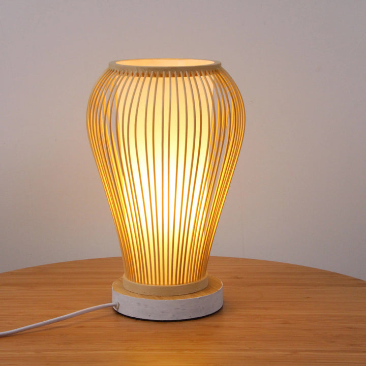 Modern Vase-Shaped Bamboo Cage Table Lamp