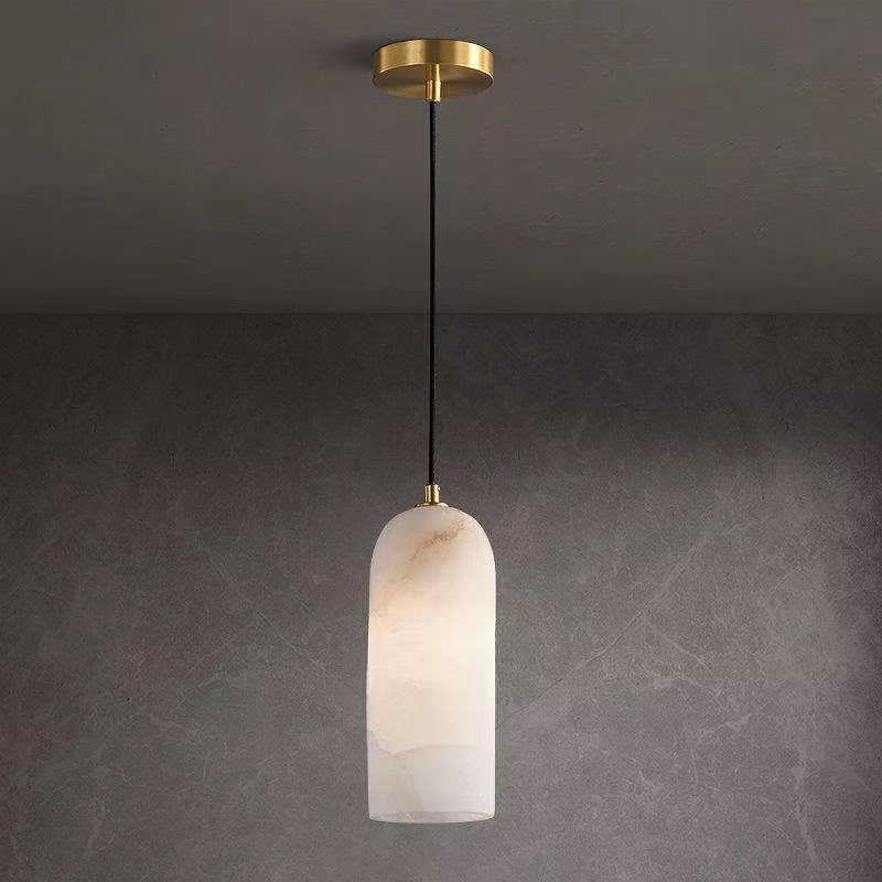 Pair of Cream Stone-Effect Pendant Lights