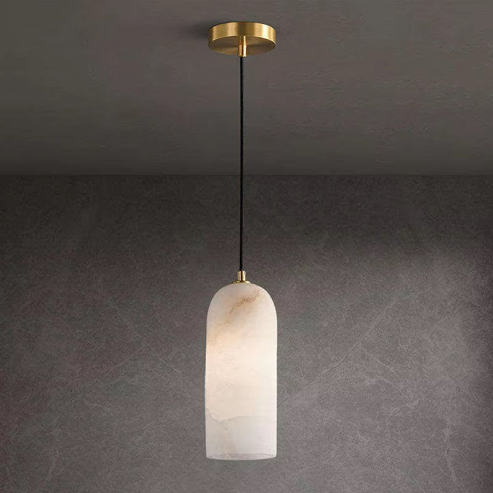 Pair of Cream Stone-Effect Pendant Lights