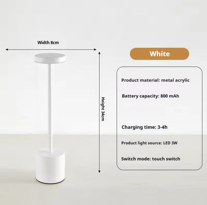 Minimalist rechargeable White Table Lamp with Sleek Cylindrical Design