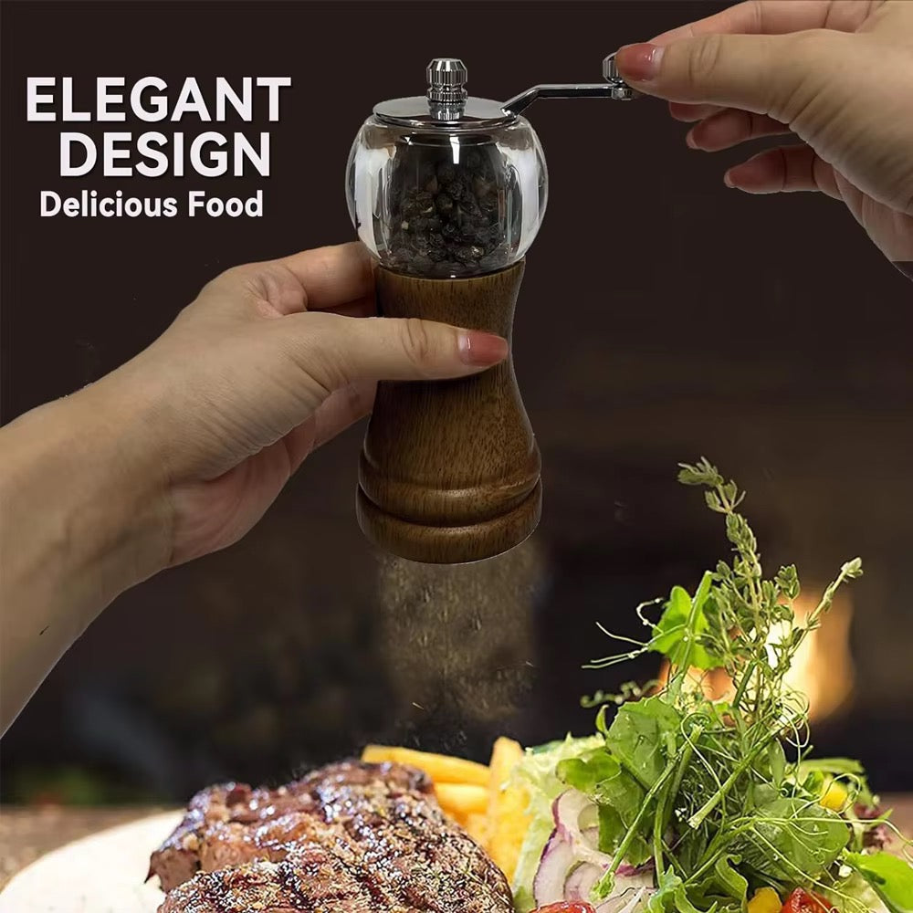Natural Wood and Glass Pepper Mill