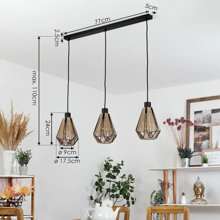 Geometric Woven Rope Pendant Light Trio