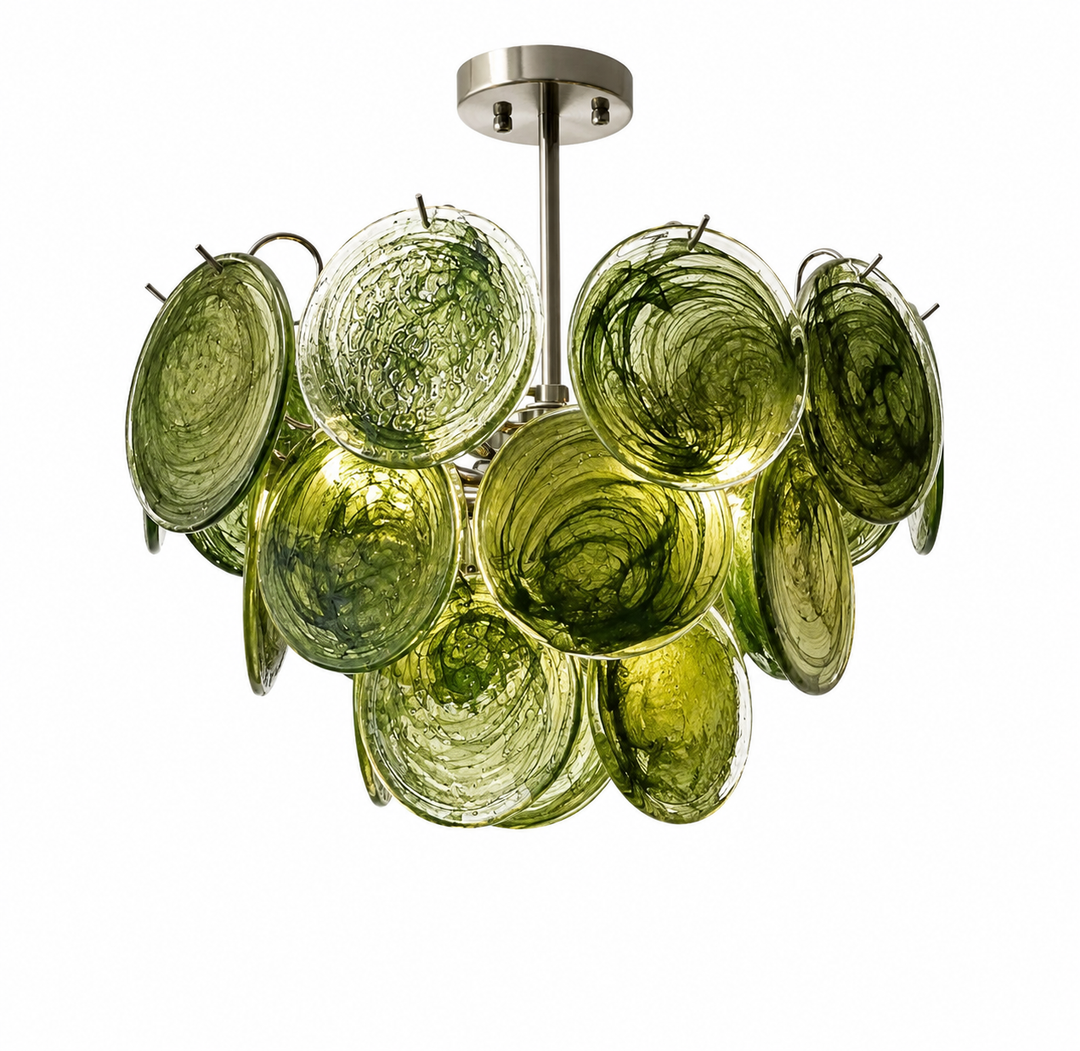 Green Glass Disc Chandelier