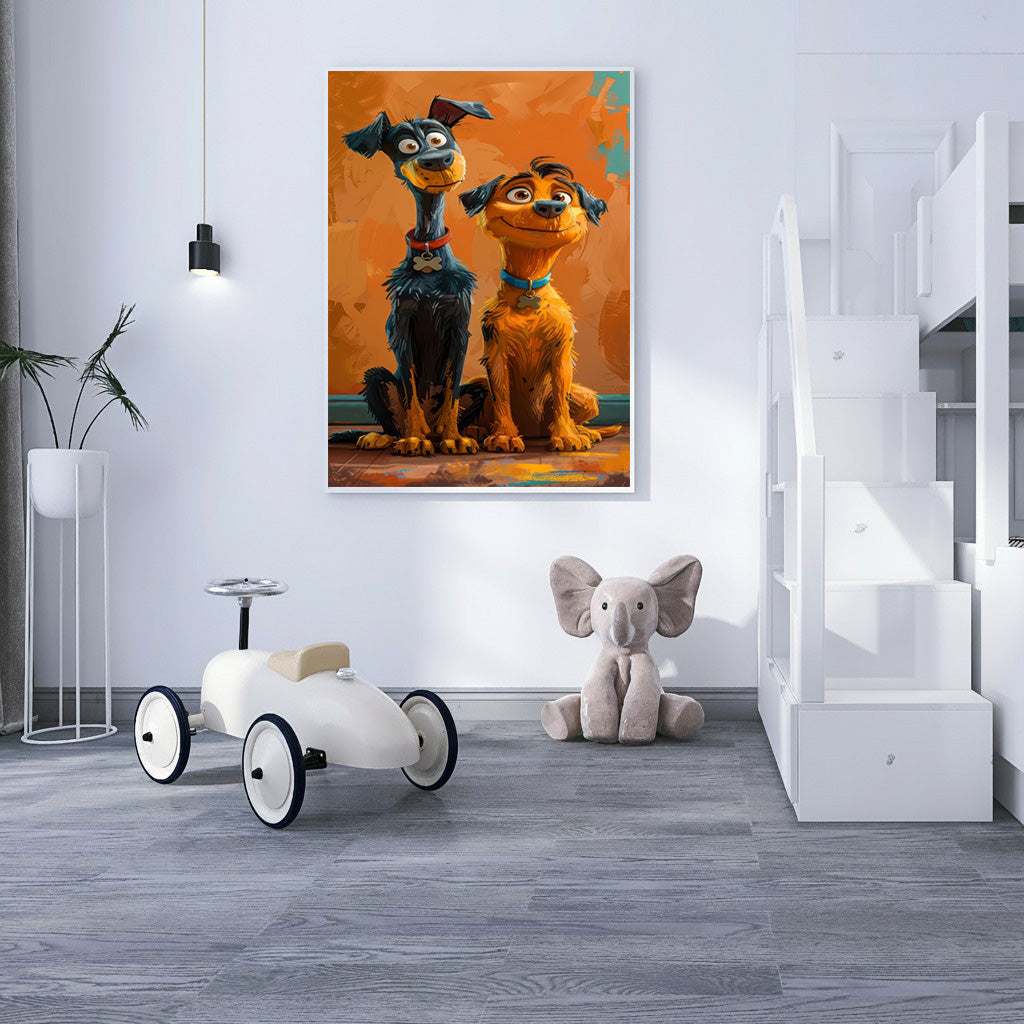 Playful Dog Duo Canvas