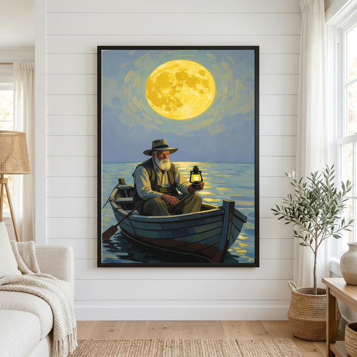 Moonlit Fisherman Canvas