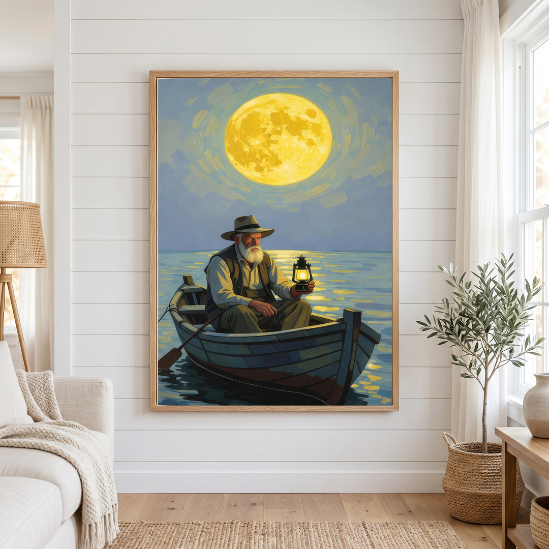 Moonlit Fisherman Canvas