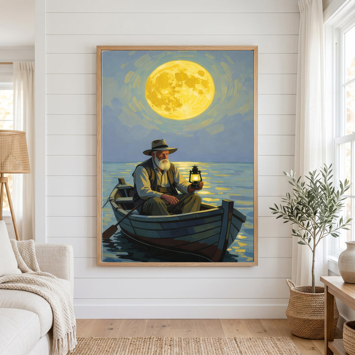 Moonlit Fisherman Canvas