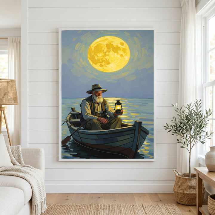Moonlit Fisherman Canvas