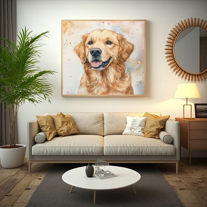 Golden Retriever Portrait Canvas - Elegant Pet Wall Art for...