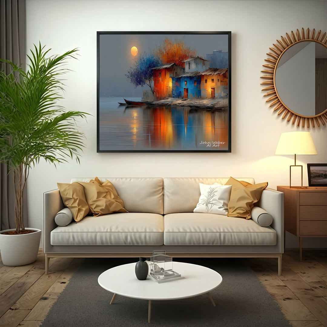 Colorful Riverside Houses Canvas