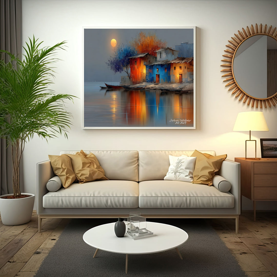 Colorful Riverside Houses Canvas