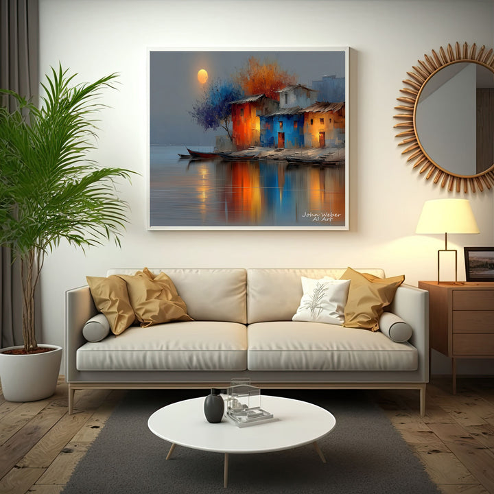 Colorful Riverside Houses Canvas