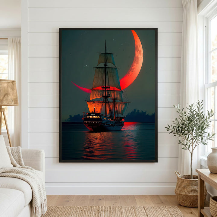 Crimson Moon Voyage Canvas